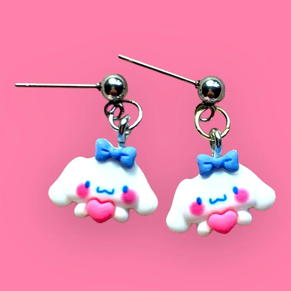 Cinnnamoroll Hello Kitty White and Pink stud dangle Earrings